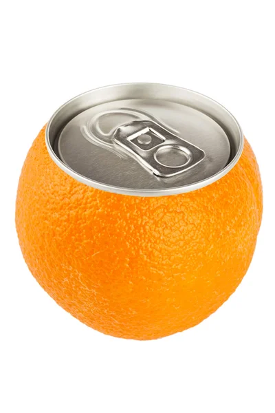 Orangenfrucht mit Dose — Stockfoto