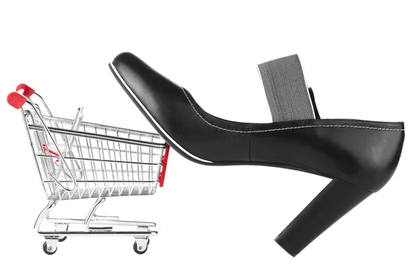 Shoping Cart with shoes — Stock Photo, Image