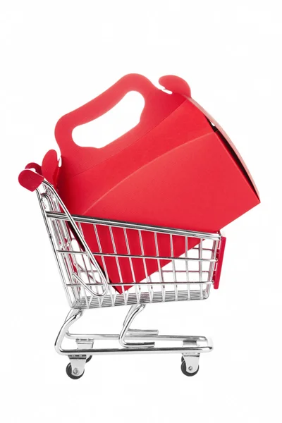 Shopping Cart and gift box — Stock Photo, Image
