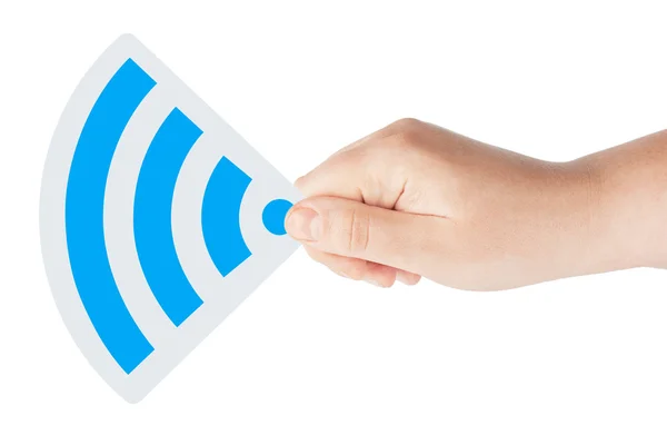 Значок Wi-Fi з рукою — стокове фото