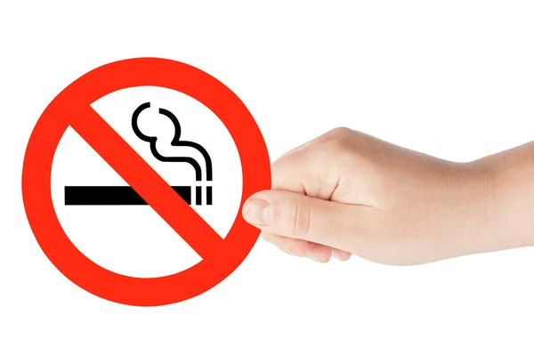 Interdiction de fumer dans la main — Photo