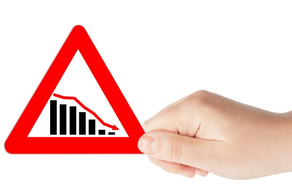 Chart Triangular signs with hand — Stock Photo, Image