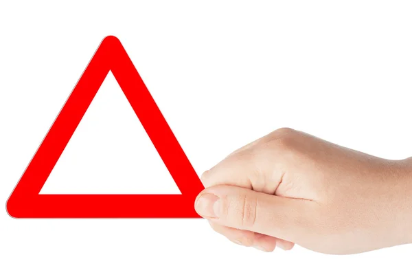 Triangular signs with hand — Stock Photo, Image
