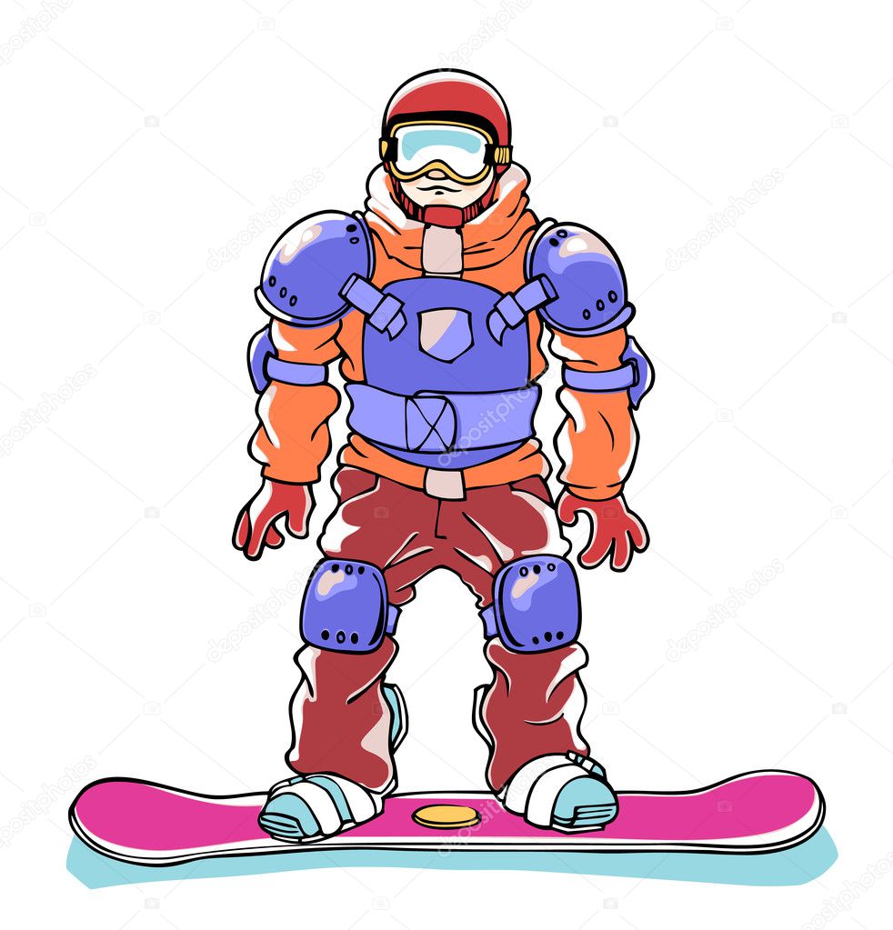 Fully armored snowboarder