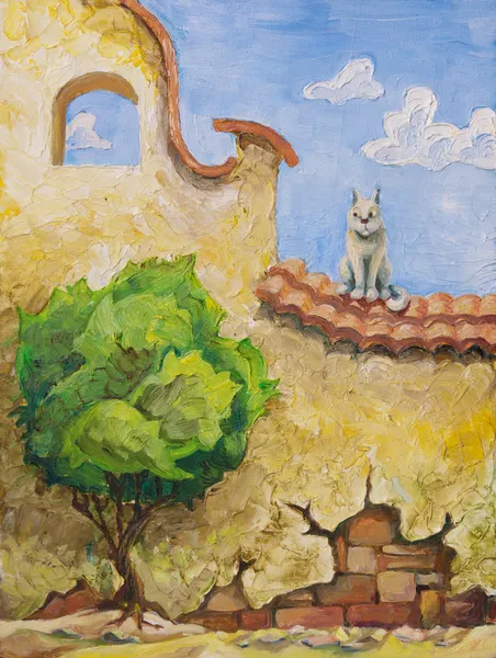 Katze und der Baum — Stockfoto