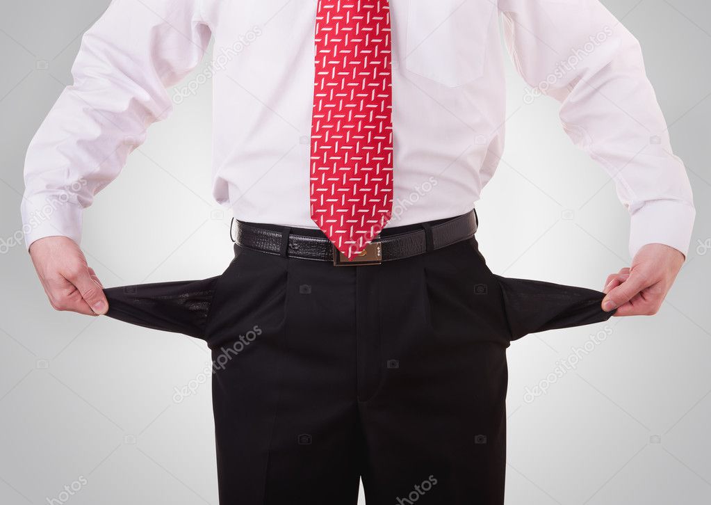 Businessman with empty pockets