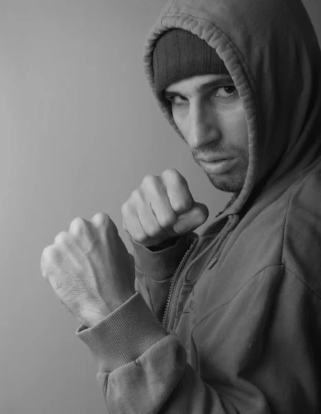 stock image Strong man with his fists ready to fight