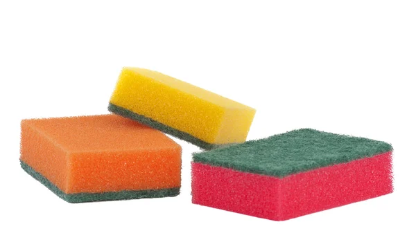 Grupo de esponjas coloridas de cozinha isoladas — Fotografia de Stock