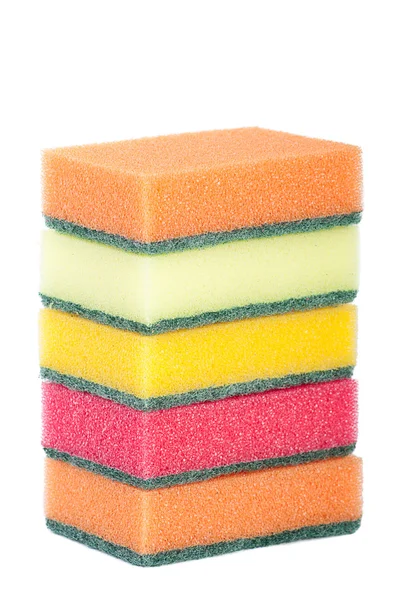 Group of kitchen colorful sponges isolated — Stock Photo, Image