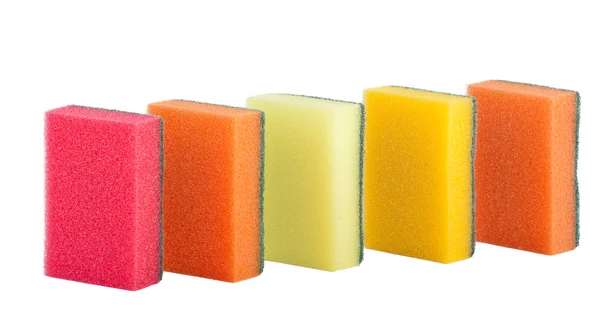 Group of kitchen colorful sponges isolated — Stock Photo, Image