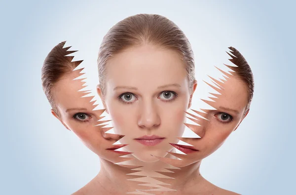 Efeito cosmético, tratamento e cuidado da pele do rosto feminino — Fotografia de Stock