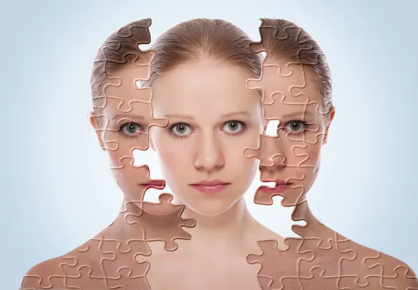 Koncepcja efekty kosmetyczne, leczenie i Pielęgnacja. twarz y — Zdjęcie stockowe