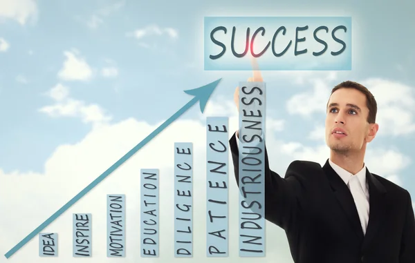 Üzletember és az üzleti siker, a növekedés és a fejlôdést fogalmának — Stock Fotó
