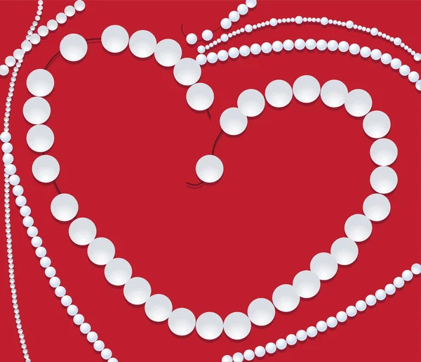 Perlenkette in Herzform — Stockvektor