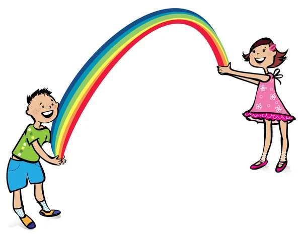 Niños y arco iris — Archivo Imágenes Vectoriales