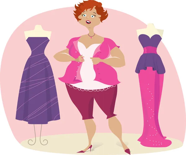 Full lady choosees dress — Stock Vector