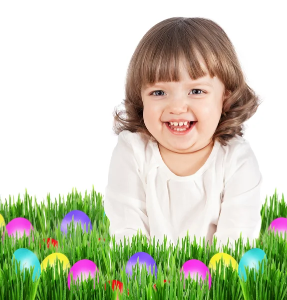Hermosa chica sosteniendo huevos de Pascua —  Fotos de Stock