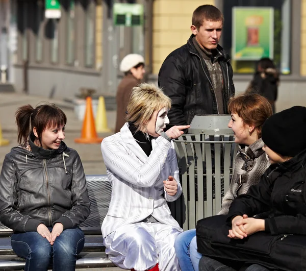 stock image Mimes and living statues on celebration of All Fools' Day