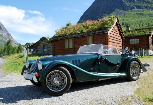 stock image Vintage car in mountain village