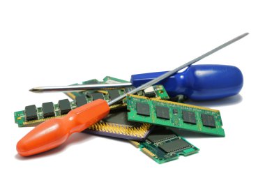 Computer hardware parts for repairing and upgrade clipart