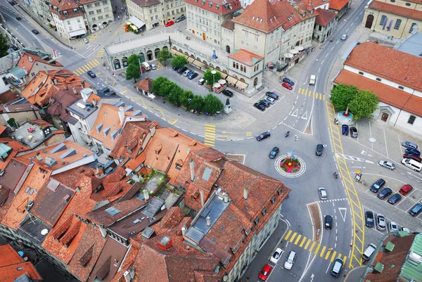 Gamla staden Fribourg från ovan. — Stockfoto