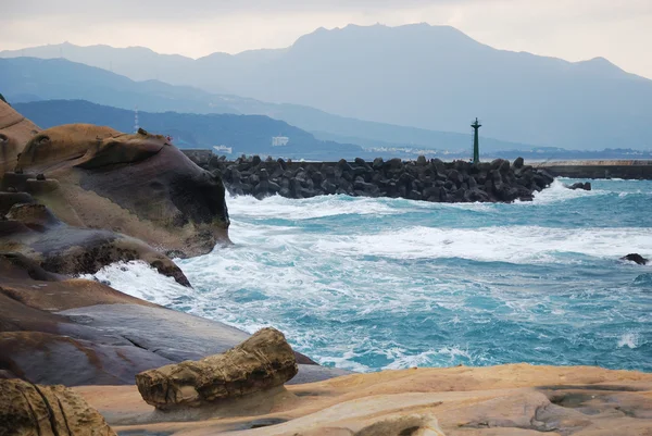 stock image Nothern coast of Taiwan, Yehliu geopark.