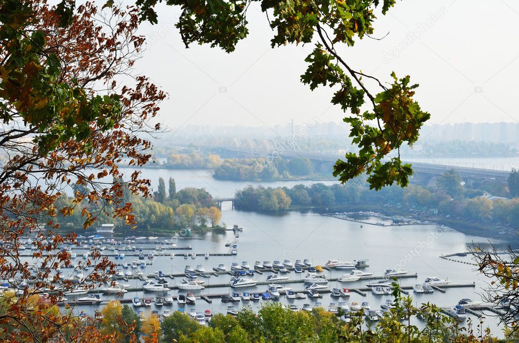 Comfortable piers and green islands of Dniper in Kyiv.
