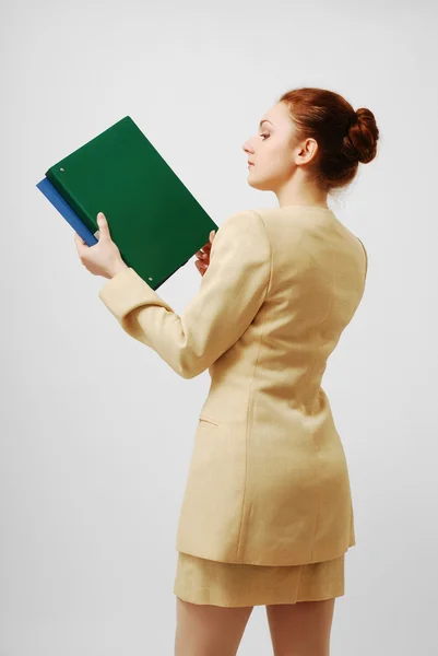 Career girl with folder — Stock Photo, Image