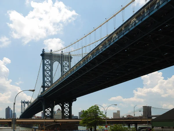 stock image Brooklyn bridge against the blue sky, New York