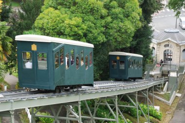 Pau cog railway in the summer park. clipart