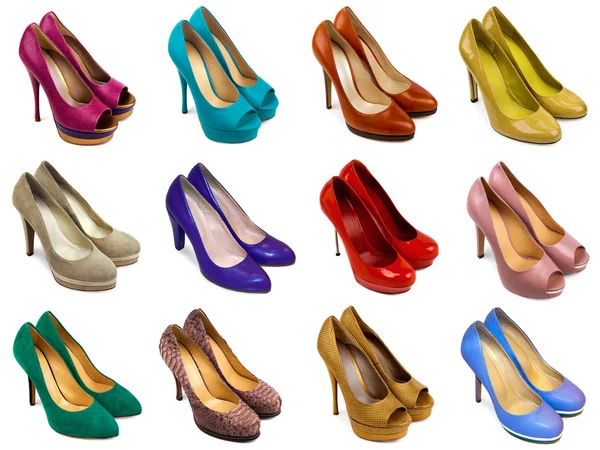 Pestrobarevné ženské boty-2 — Stock fotografie