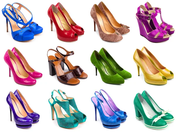 Pestrobarevné ženské boty-3 — Stock fotografie