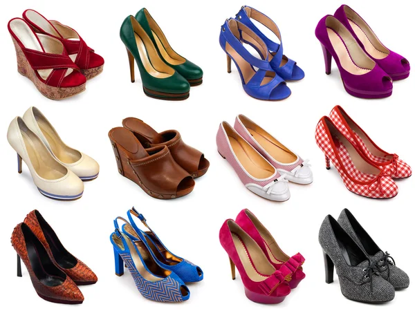 Pestrobarevné ženské boty-4 — Stock fotografie