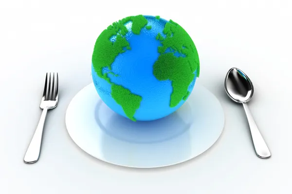Earth on a plate — Stock Photo, Image