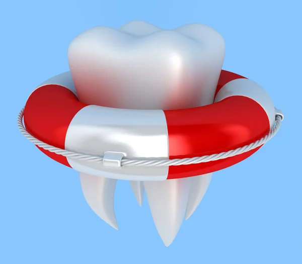 Tooth with lifebuoy — Stock Photo, Image
