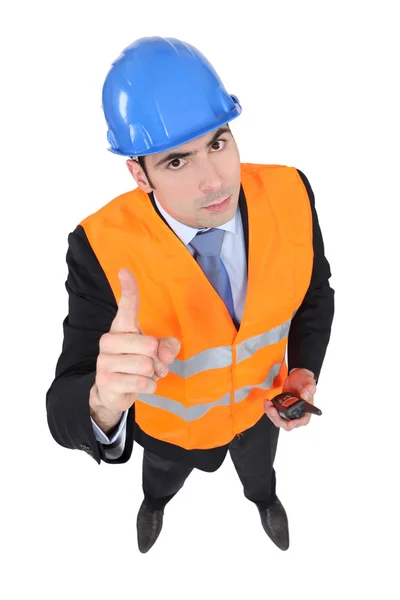 Engineer giving a warning — Stock Photo, Image