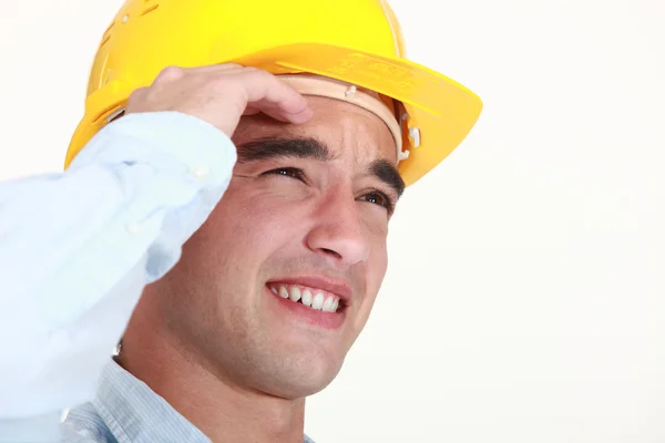 Costruttore che soffre di mal di testa — Foto Stock