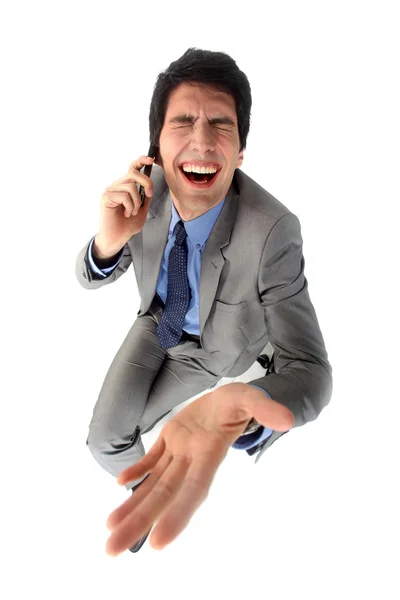 Homme d'affaires riant hystériquement — Photo