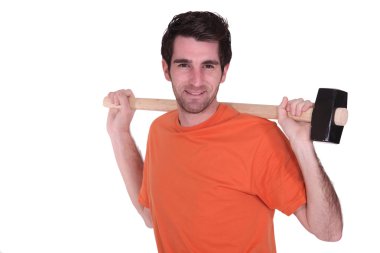 Man with a sledge hammer clipart