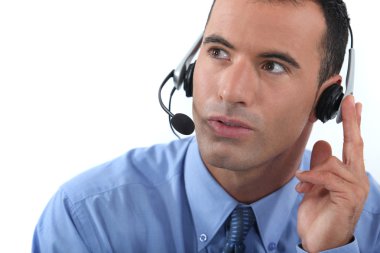 Man wearing a headset clipart