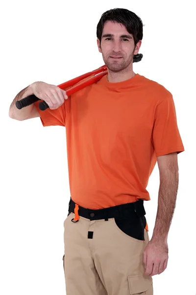 Handwerker mit Werkzeug an der Schulter — Stockfoto