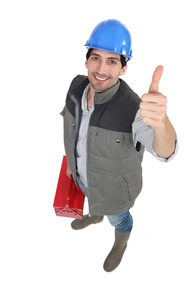 Construction worker giving the thumb's up — Stock Photo, Image