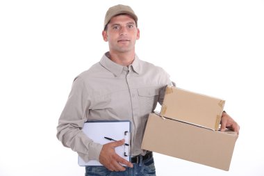 Courier delivering packages clipart