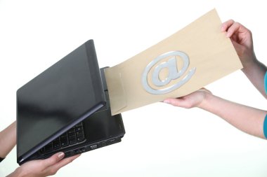 Concept shot illustrating sending an email clipart