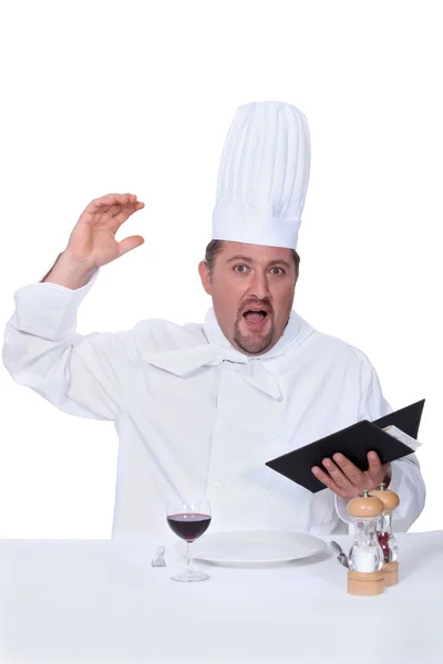 Chef com menu — Fotografia de Stock