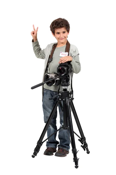 Fotógrafo de imprensa infantil — Fotografia de Stock