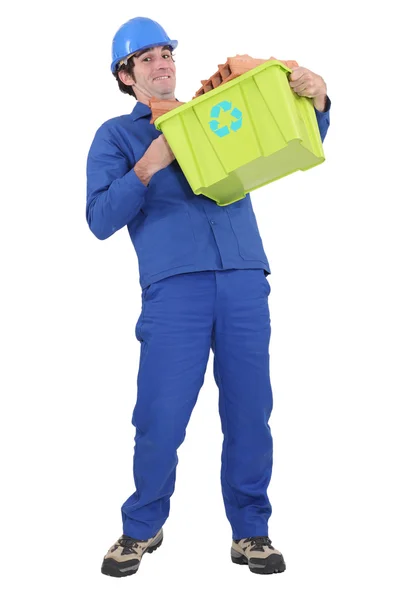 Man carrying recycled waste — Stock Photo, Image