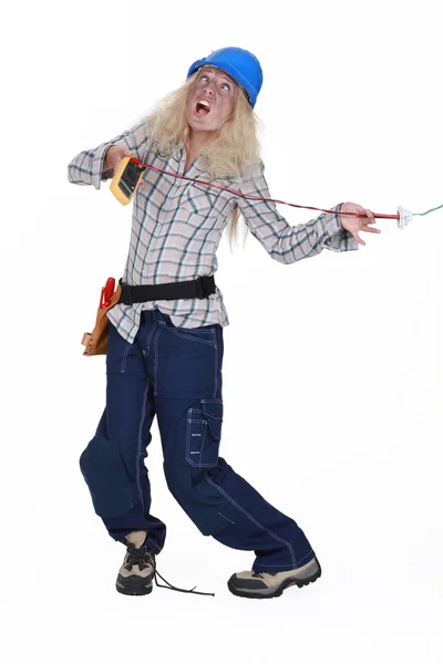 Electrocuted electrician — Stock Photo, Image
