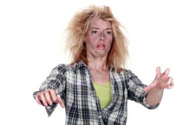 Woman after electrical shock clipart