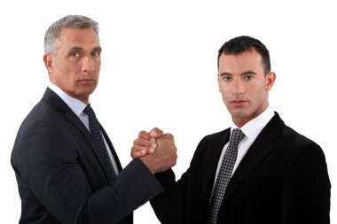 Businessmen forming a pact clipart